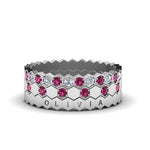 Load image into Gallery viewer, multi-stack-hexagon-diamond-eternity-band-with-pink-sapphire-in-white-gold-FD9187GSADRPIANGLE5-NL-WG.jpg
