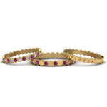 Load image into Gallery viewer, multi-stack-hexagon-diamond-eternity-band-with-pink-sapphire-in-yellow-gold-FD9187GSADRPIANGLE5-NL-YG.jpg
