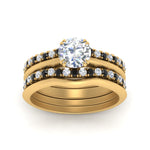 Load image into Gallery viewer, multi-stack-knife-edge-black-diamond-solitaire-bridal-set-in-FD9239ROGBLACK-NL-YG

