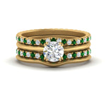 Load image into Gallery viewer, multi-stack-knife-edge-emerald-solitaire-bridal-set-in-FD9239ROGEMGR-NL-YG
