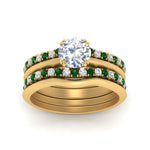 Load image into Gallery viewer, multi-stack-knife-edge-emerald-solitaire-bridal-set-in-FD9239ROGEMGR-NL-YG
