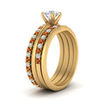 Load image into Gallery viewer, multi-stack-knife-edge-orange-sapphire-solitaire-bridal-set-in-FD9239ROGSAOR-NL-YG
