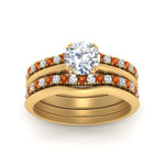 Load image into Gallery viewer, multi-stack-knife-edge-orange-sapphire-solitaire-bridal-set-in-FD9239ROGSAOR-NL-YG
