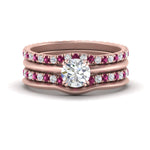 Load image into Gallery viewer, multi-stack-knife-edge-pink-sapphire-solitaire-bridal-set-in-FD9239ROGSADRPI-NL-RG
