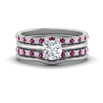 Load image into Gallery viewer, multi-stack-knife-edge-pink-sapphire-solitaire-bridal-set-in-FD9239ROGSADRPI-NL-WG
