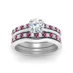Load image into Gallery viewer, multi-stack-knife-edge-pink-sapphire-solitaire-bridal-set-in-FD9239ROGSADRPI-NL-WG
