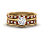 Load image into Gallery viewer, multi-stack-knife-edge-ruby-solitaire-bridal-set-in-FD9239ROGRUDR-NL-YG
