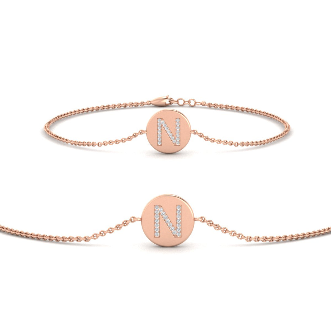 Alphabet disc diamond bracelet