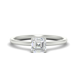 Asscher Cut Two Tone Comfort Fit Solitaire Diamond Ring
