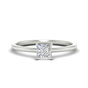 Princess Cut Two Tone Comfort Fit Solitaire Diamond Ring