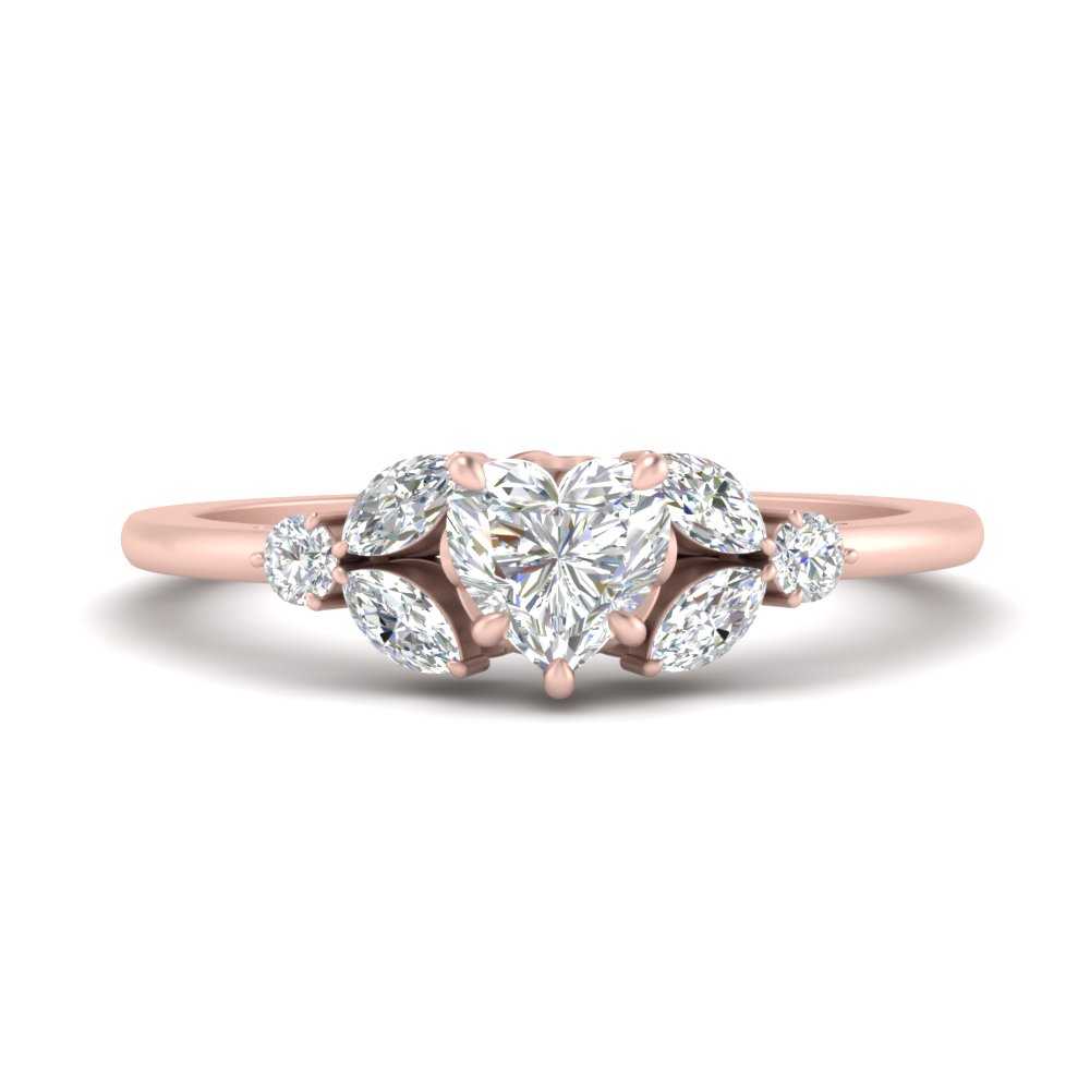 Heart Shaped Vintage Marquise And Round Engagement Ring