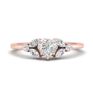 Heart Shaped Vintage Marquise And Round Engagement Ring