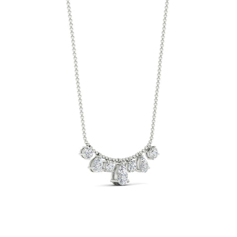 Pear And Round Diamond Drop Necklace