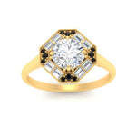 Load image into Gallery viewer, octagon-baguette-black-diamond-halo-engagement-ring-in-FD10324RORGBLACKANGLE3-NL-YG
