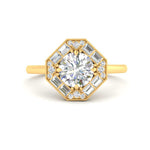 Load image into Gallery viewer, octagon-baguette-diamond-halo-engagement-ring-in-FD10324RORANGLE3-NL-YG
