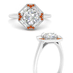 Load image into Gallery viewer, octagon-baguette-orange-sapphire-halo-engagement-ring-in-FD10324RORGSAORANGLE3-NL-WG
