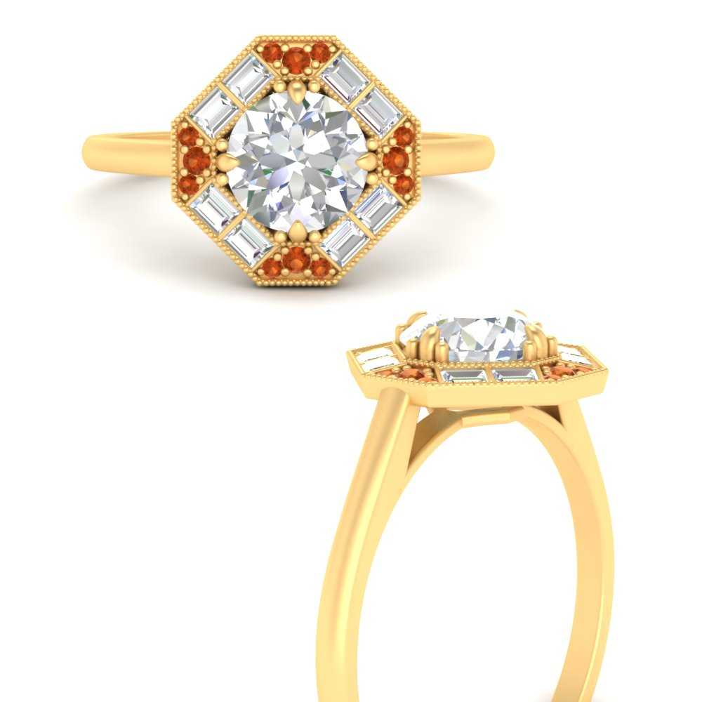 octagon-baguette-orange-sapphire-halo-engagement-ring-in-FD10324RORGSAORANGLE3-NL-YG