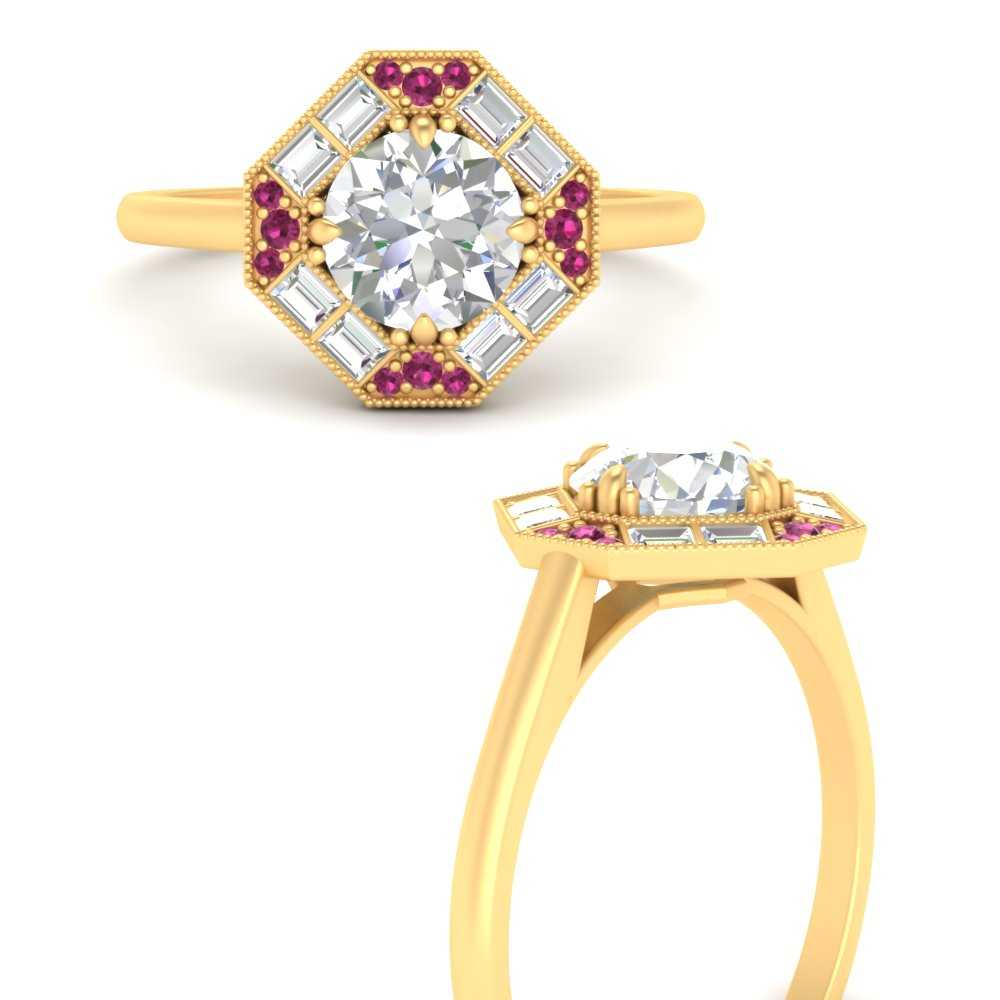 octagon-baguette-pink-sapphire-halo-engagement-ring-in-FD10324RORGSADRPIANGLE3-NL-YG