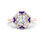 Load image into Gallery viewer, octagon-baguette-sapphire-halo-engagement-ring-in-FD10324RORGSABLANGLE3-NL-RG
