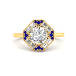 Load image into Gallery viewer, octagon-baguette-sapphire-halo-engagement-ring-in-FD10324RORGSABLANGLE3-NL-YG
