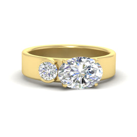 Offbeat 2 Stone Oval And Round Band Ring