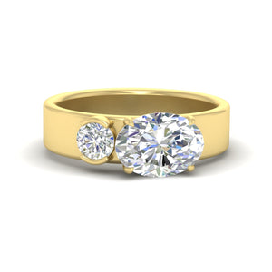 Offbeat 2 Stone Oval And Round Band Ring