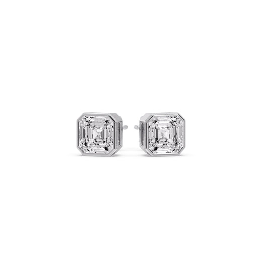 Asscher Diamond Bezel Stud Earring