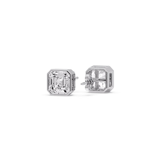 Asscher Diamond Bezel Stud Earring