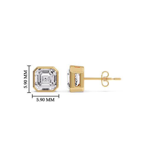 Asscher Diamond Bezel Stud Earring