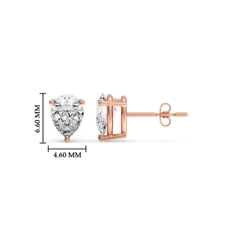One Carat Diamond Pear Cut 3 Prong Earring
