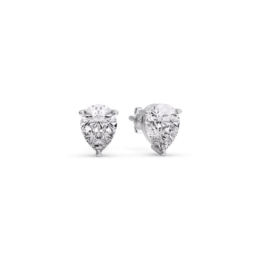 One Carat Diamond Pear Cut 3 Prong Earring