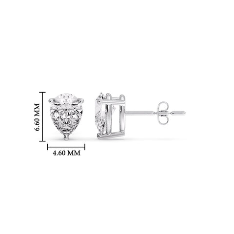 One Carat Diamond Pear Cut 3 Prong Earring