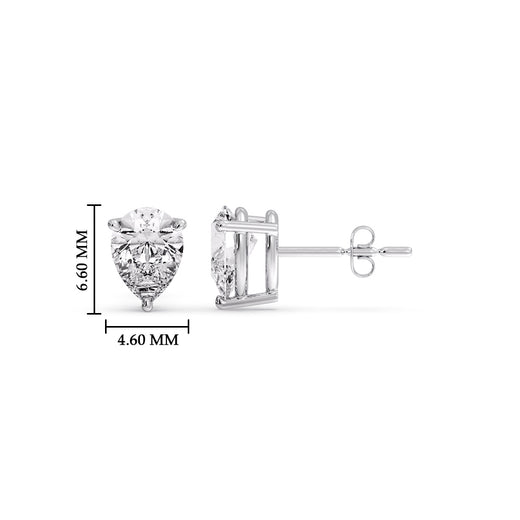 One Carat Diamond Pear Cut 3 Prong Earring