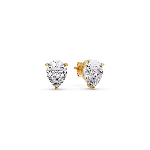 One Carat Diamond Pear Cut 3 Prong Earring
