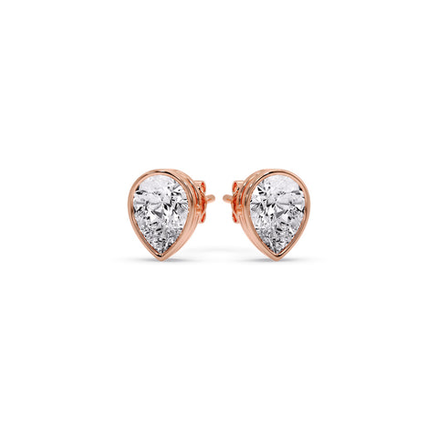 Half Carat Diamond Pear Drop Stud Bezel Earring