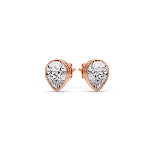 Half Carat Diamond Pear Drop Stud Bezel Earring