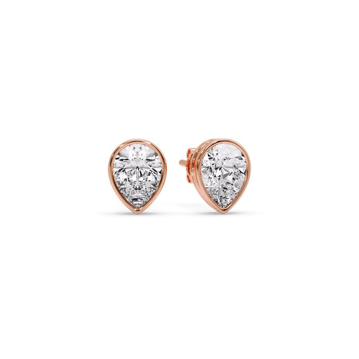 Half Carat Diamond Pear Drop Stud Bezel Earring