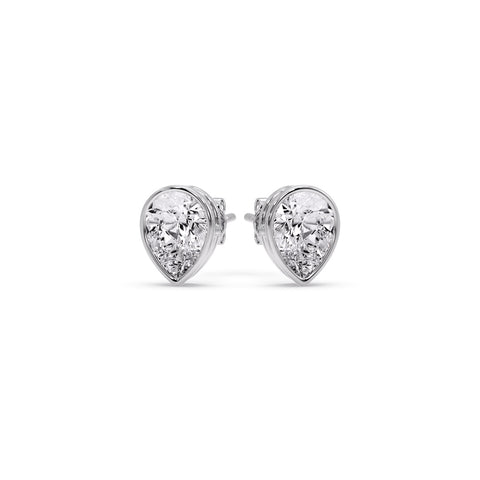 Half Carat Diamond Pear Drop Stud Bezel Earring