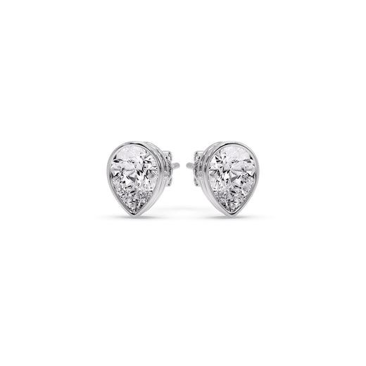 Half Carat Diamond Pear Drop Stud Bezel Earring