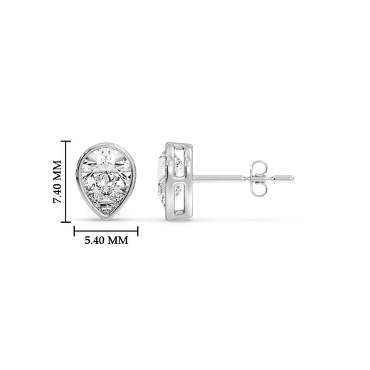 Half Carat Diamond Pear Drop Stud Bezel Earring