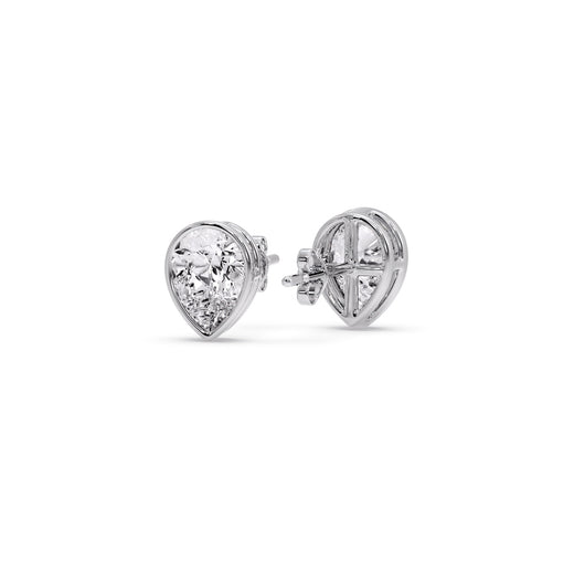 Half Carat Diamond Pear Drop Stud Bezel Earring