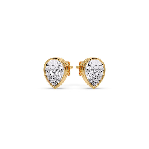 Half Carat Diamond Pear Drop Stud Bezel Earring