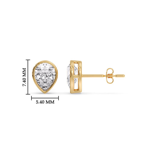 Half Carat Diamond Pear Drop Stud Bezel Earring