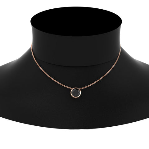 One Carat Round Bezel Solitaire Pendant