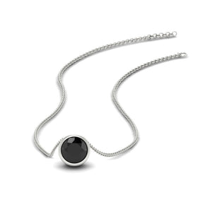 One Carat Round Bezel Solitaire Pendant