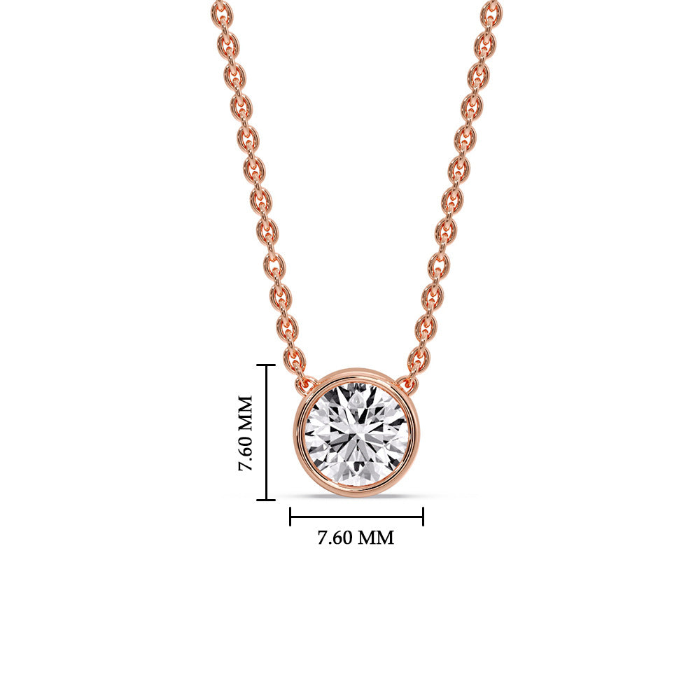 One Carat Round Bezel Solitaire Pendant