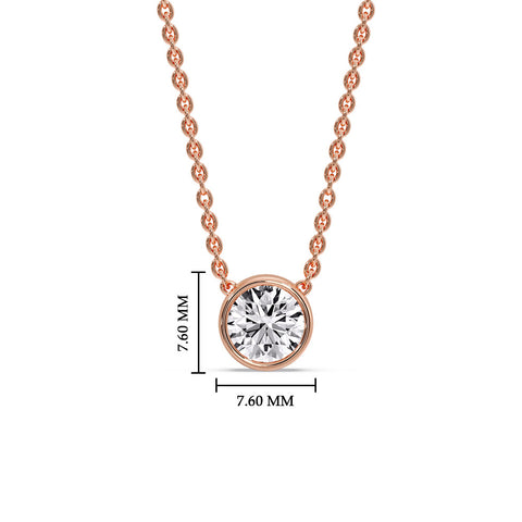 One Carat Round Bezel Solitaire Pendant
