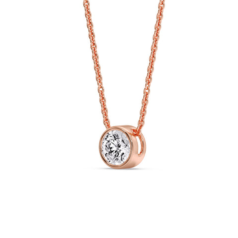One Carat Round Bezel Solitaire Pendant