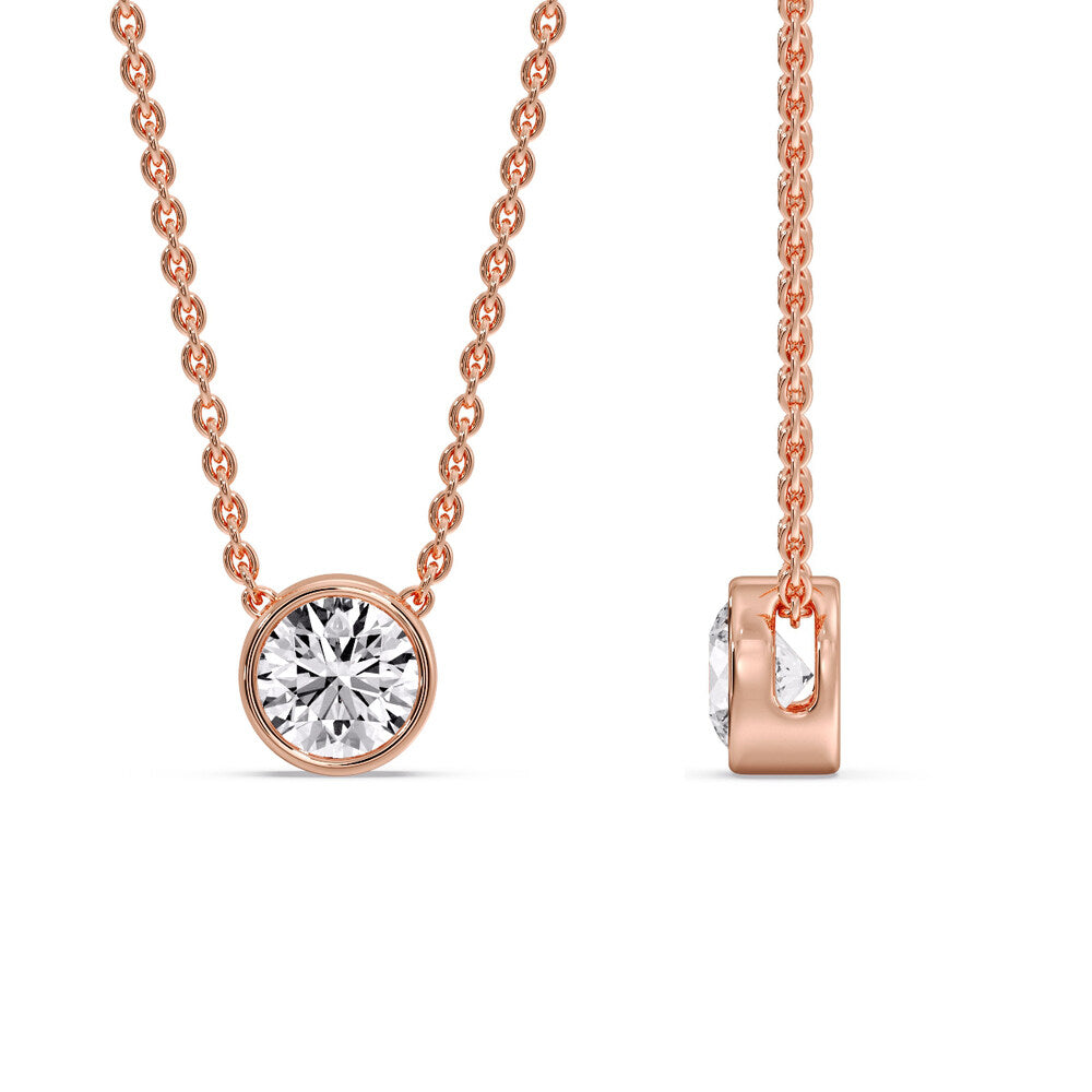 One Carat Round Bezel Solitaire Pendant