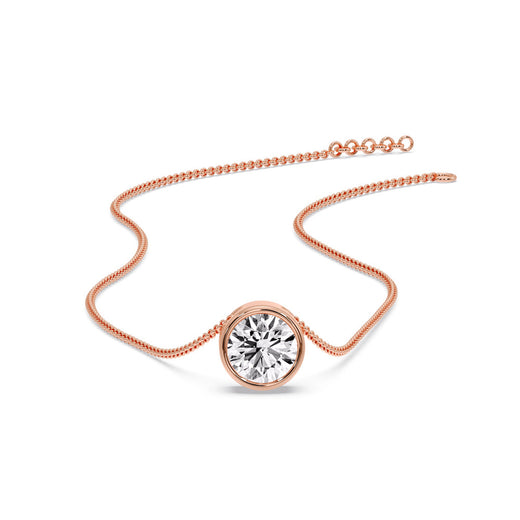 One Carat Round Bezel Solitaire Pendant
